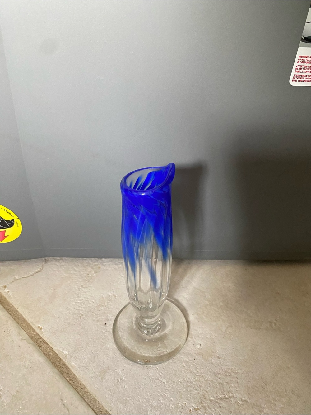 VTG Kanawha Cobalt Blue Pulled Swirl Glass Vase